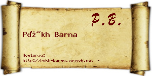 Pákh Barna névjegykártya