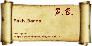 Pákh Barna névjegykártya